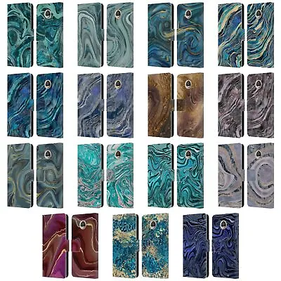 Official Lebensart Geo Liquid Marble Leather Book Case For Motorola Phones • $22.95