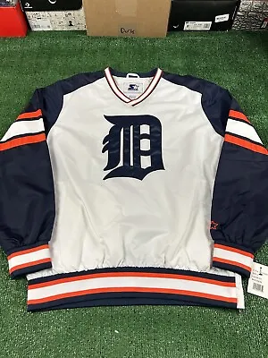 (NEW) Starter Detroit Tigers White Pullover Jacket Windbreaker Men's Large • $72.49