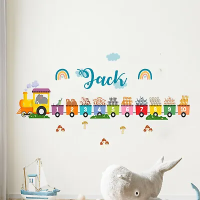 £18.99 • Buy Number Train Wall Stickers Personalised Name Animal 123 Wall Stickers For Kids