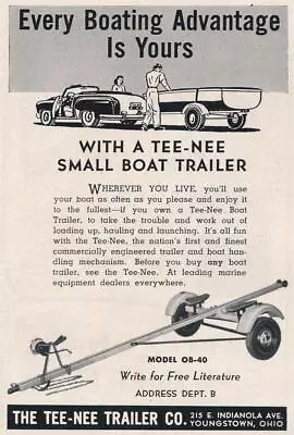 Magazine Ad - 1953 - Tee Nee Trailer Co - Youngstown NY - Model OB-40 • $8