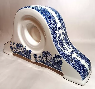 BLLUE WILLOW Mantel Clock Case Vtg White China Sculpture Ceramic Shelf Table Art • $165