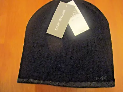 MICHAEL KORS MENS REVERSIBLE BLACK & GRAY BEANIE CAP One Size • $13.99