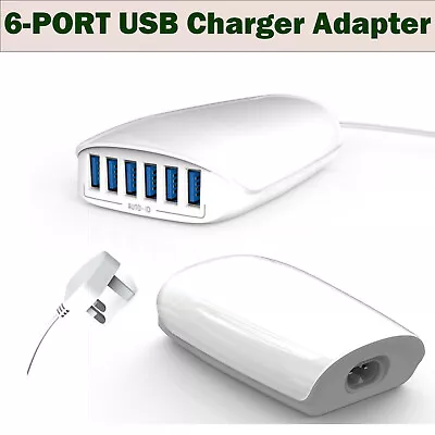 Charging Hub With 6 Power Socket Fast Desktop Charger For IPhone IPad Laptop UK • £12.94