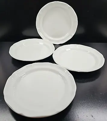 4 Mikasa French Countryside Dinner Plates Set Vintage White Scalloped Japan Lot • $79.87
