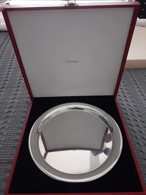 $75 • Buy Vintage CARTIER 11   Signed Silver Pewter Tray W/Original Red Box And Dust Bag