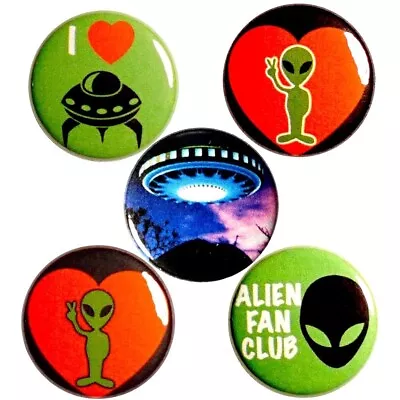 Alien Peace And Love Fridge Magnets Cute UFO Magnets 1 Inch 5 Pack Rad MP47-5 • $5.98