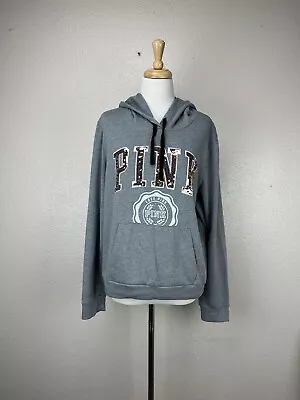 Pink Victoria’s Secret Gray Pullover Hoodie Sweater Rose Gold Sequin Size XL • $30