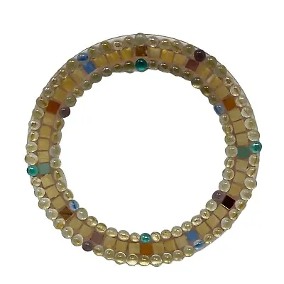 Vintage Arcoroc France Round Glass Mosaic Tray • $24.95