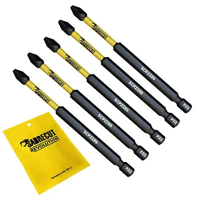 SabreCut PZ2 89mm Long Magnetic Impact Rated Screwdriver Drill Driver Bits X5 • £7.99