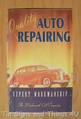 Quality Repair Wadsworth Oil TIN SIGN Metal Antique Vtg Auto Garage Wall Decor • $9.75