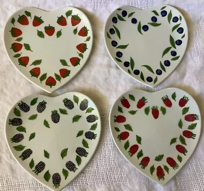 Williams Sonoma La Fraise Chene Berry Fruit Dessert Appetizer Heart Shape Plates • $22.25