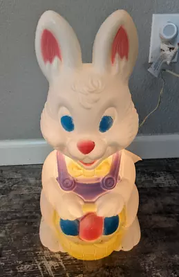 EASTER BUNNY Rabbit W/ Basket Eggs Blow Mold 19” General Foam Plastics • $42.99