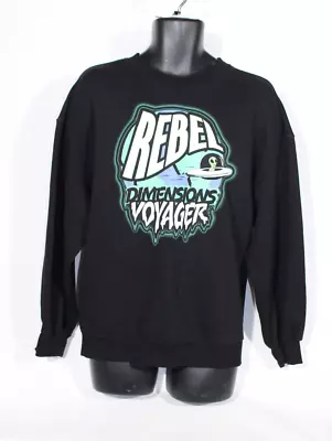 Rebel Dimensions Voyager Alien Jumper Large Black Oversized UFO H&M Mens • £10.99