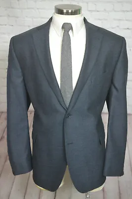 Saks Fifth Ave. Mens Navy Blue Wool SLIM FIT Sport Coat Blazer Jacket SIZE 48R • $24.95
