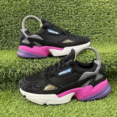 Adidas Falcon Black Suede Pink Purple White Chunky Trainers Size UK 4 CG6219 • £22.49