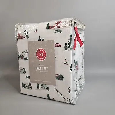 Martha Stewart Queen 4 Pcs Sheet Set Christmas Trees Houses Truck Cotton Flannel • $79.99