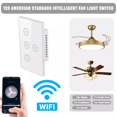 Smart Wifi Touch Ceiling Fan Light Wall Switch Panel For Googles Home For Alexa • $27.55