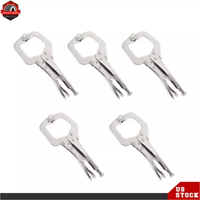 11  Locking C Clamp Pliers Grip With Swivel Pad Vise Jaws Adjustable 5 Pcs NEW • $28.28