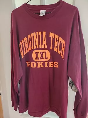 100% Cotton Virginia Tech Hokies Maroon/orange Long Sleeve Shirt -men's Size XL • $12