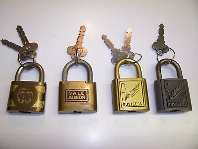 Lot Of 4 Vintage Small Padlocks With Keys 2 Slaymaker Yale Junior Aetna • $10