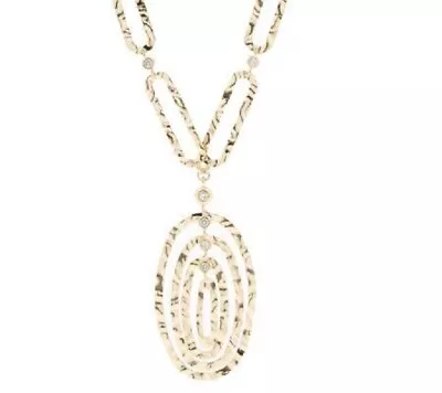 QVC Veronese Sterling Silver Fancy Oval Link Gemstone Necklace $355 • $186.75