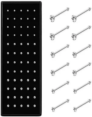 $6.99 • Buy 60pcs Crystal Rhinestone Nose Ring Bone Stud Stainless Steel Body Piercing Gift