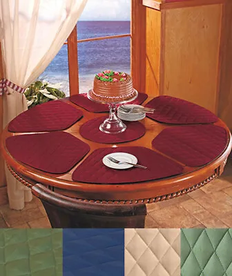 $32.99 • Buy 7 Pc Round Table Wedge Shaped Placemat Set IN HAND 6 Quilted Ctr Trivet Kitchen
