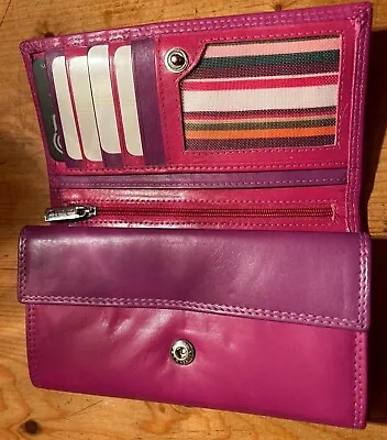 Real Leather RFID Purse London Leather Goods LLG Blush Pink Purple BRAND NEW • £15