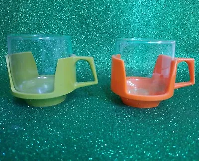 2 Vintage Retro  Plastic & Clear Glass JAJ Pyrex Cup Mugs - Caravan Camping  • $18