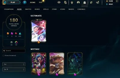 EUW EMERALD LOL ACCOUNT 180 Skins  1 Ultimate Skin 1 Prestige Skin  3 Mythicskin • £150