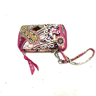 VERA BRADLEY Wallet Small Wristlet Pink All In One Floral Zipper Credit Card • $16.89