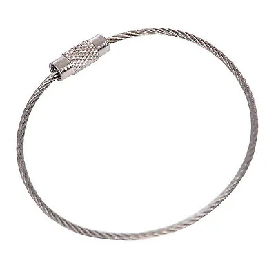 £0.99 • Buy  Stainless Steel Screw Locking Wire Keychain Cable Keyrings Key Holders