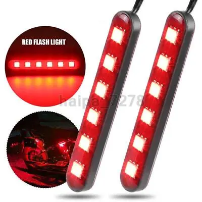 2X Red 3  LED Brake Tail Light Strip Bar Strobe Flash Warning Motorcycle ATV UTV • $8.99