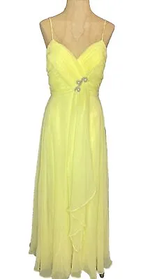 Vtg 70s Mike Benet Bright Yellow Chiffon Southern Belle Formal Dress SIze 6 USA • $69.99