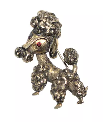 Vintage Poodle Dog Brooch Pin Bronze Tone • $9.99