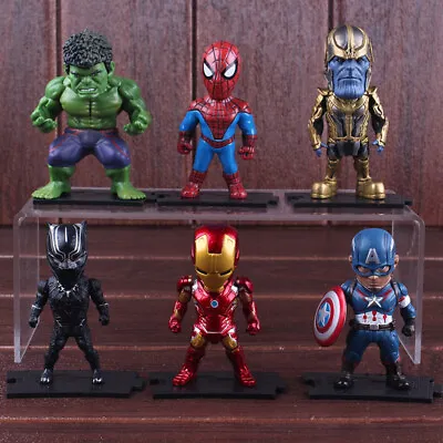 6Pcs Marvel Avengers Thanos Iron Man Hulk Q Action Figure Model Cake Topper • £15.99