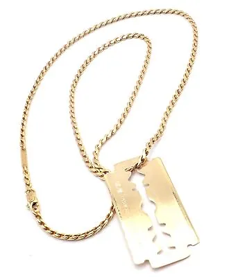 Vintage Dinh Van Cartier 18k Yellow Gold Razor Blade Pendant Chain Necklace • $10000