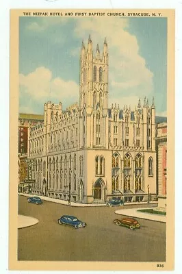 Syracusenew York-mizpah Hotel & First Baptist Church-linen-(ny-s) • $1.35
