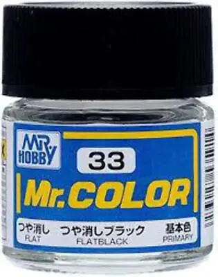 Mr. Hobby Mr. Color Lacquer C033 Flat Black C33 10ml • $2.69