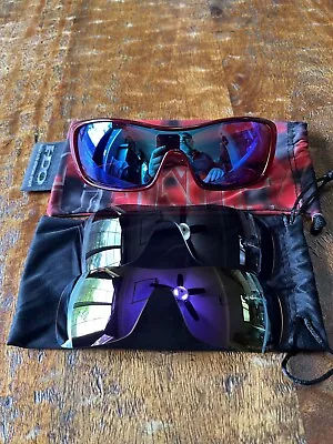 OAKLEY ANTIX Polarized SUNGLASSES Metallic Red Frames W/2 Extra Authentic Lenses • $295