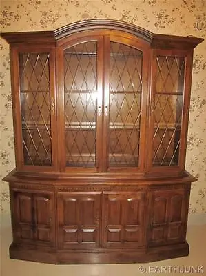 Ethan Allen Classic Manor Lighted Grilled Full Glass China Cabinet Hutch 6018  • $1299.99
