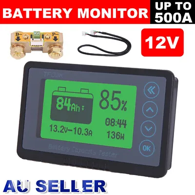 Battery Monitor LCD High Low Voltage Programmable Alarm Tester Shunt Car Caravan • $69.95