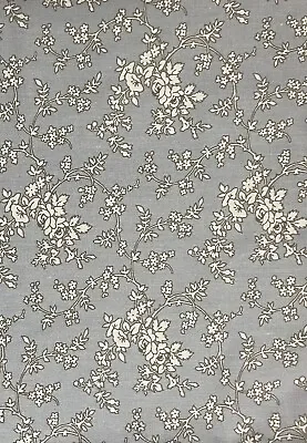 Dainty Blue On Blue Floral 100% Cotton Vintage Fabric • $10