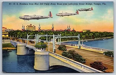 Tampa Florida~Lafayette Street Bridge~US Bombers Fly Over~Mac Dill Field~Linen • $13