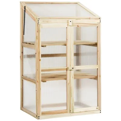 Mini Wooden Cold Frame Greenhouse Outdoor 3-Tier Raised Flower Planter Shelf • £69.95