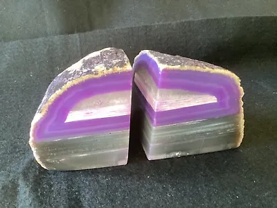 £29.95 • Buy PAIR OF PURPLE AND GREY AGATE BOOKENDS 1.2kg