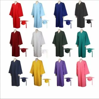 University Academic Graduation Gown Bachelors Dress Cap Hat Matte Tassel Set Kit • £26.33