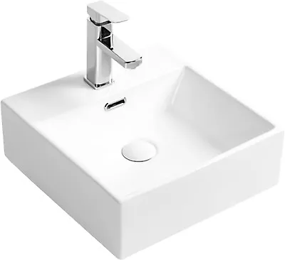 DasMorine Bathroom Counter Top Sink Basin Gloss White Ceramic Bathroom Vessel B • £26