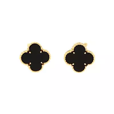 Van Cleef & Arpels Vintage Alhambra Earrings 18K Yellow Gold And Onyx - • $5072.10