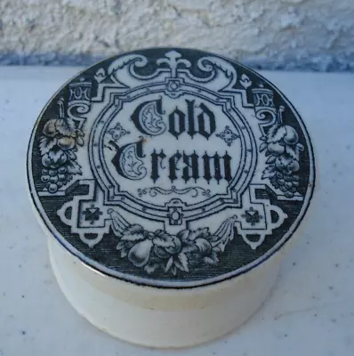 Antique Gothic Print Cold Cream Featuring Fruit And Scroll Border Jar Pot Lid • $29.95